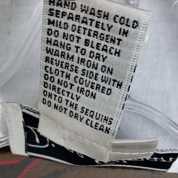 Vintage Diane Gilman Silk Blouse Tunic Top Sequined Floral Sheer size M Relaxed - Picture 10 of 11